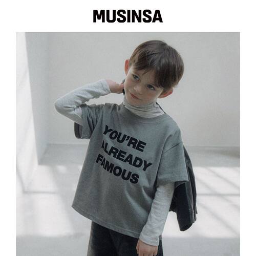 ROANJANE 字母T恤（炭灰色） MUSINSA韩国官网直邮进口