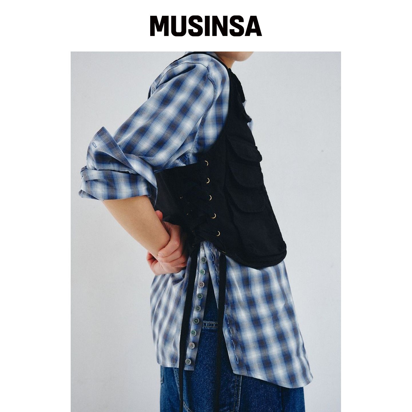 PLZPROJECT 黑色系带背心 MUSINSA韩国官网直邮进口图片