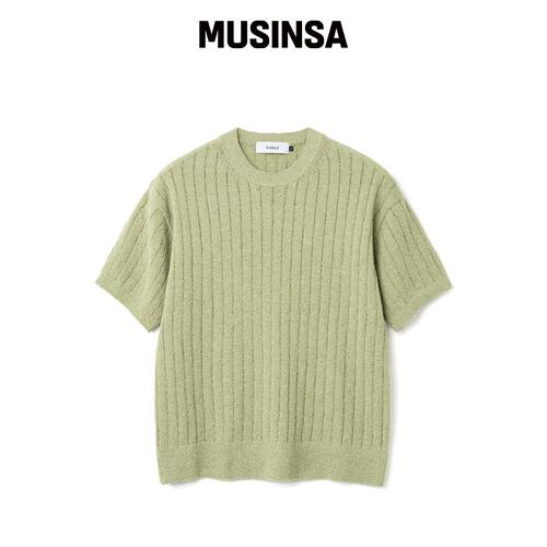 KNITTED 夏季 boucle 圆领针织衫 SAGE GREEN MU韩国官网直邮进口