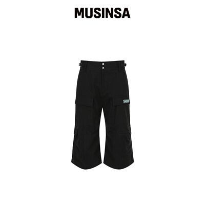 ALL EYES DOWN FLARE CARGO BERMUDA PANTS（黑 韩国官网直邮进口