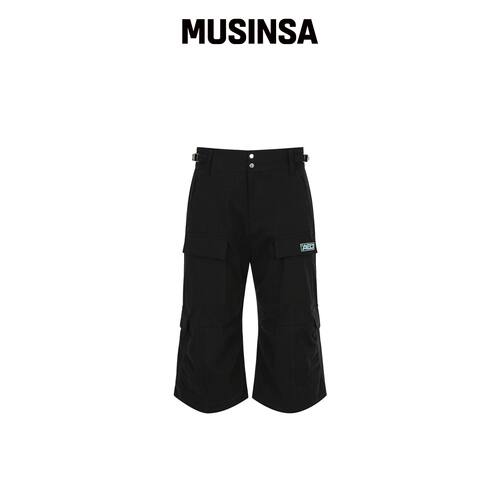 ALL EYES DOWN FLARE CARGO BERMUDA PANTS（黑韩国官网直邮进口