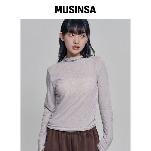 CHICKS 高领分层长袖燕麦色 MUSINSA韩国官网直邮进口