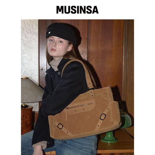 ANOETIC ANC STUD RING BAG_绒面骆驼色韩国官网直邮进口MUSINSA