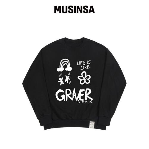 GRAVER [UNISEX] MULTI1 LOGO 卫衣_黑色韩国官网直邮进口
