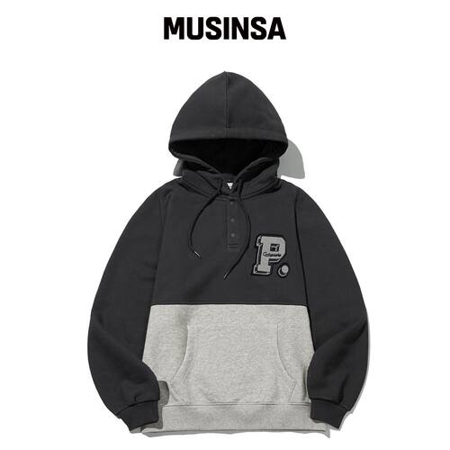 CGP 拼色字母连帽卫衣_炭灰 MUSINSA韩国官网直邮进口