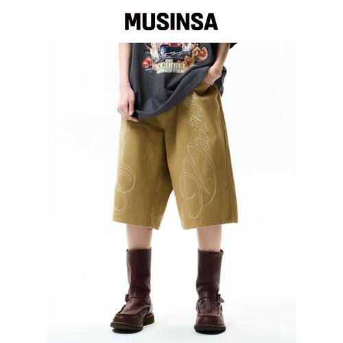 CRITIC 米色字母短裤 MUSINSA韩国直邮官方正品