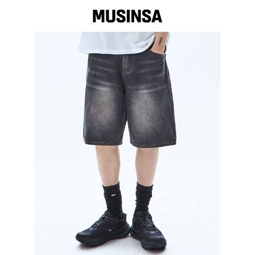 RAIMENT 球杆水洗牛仔半包热裤_黑色 MUSINSA韩国官网直邮进口