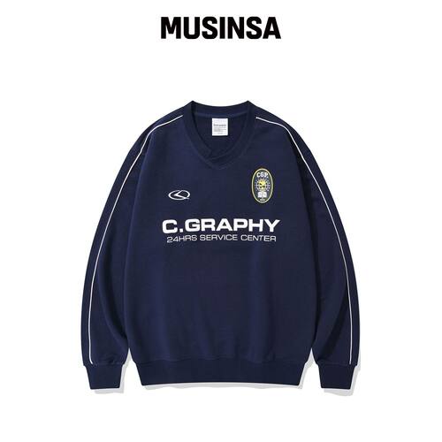 CGP 24H 轨道 V领卫衣_深蓝色 MUSINSA韩国直邮官方正品