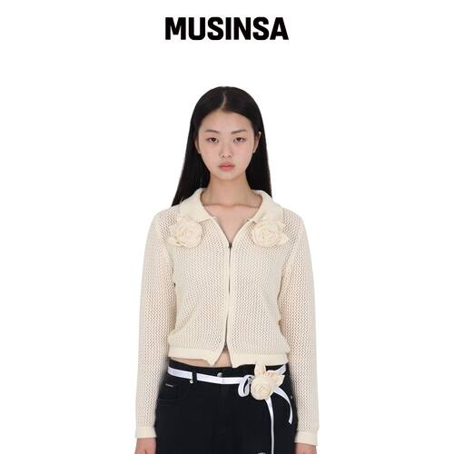 PLZPROJECT 花边网状拉链针织衫 MUSINSA韩国官网直邮进口