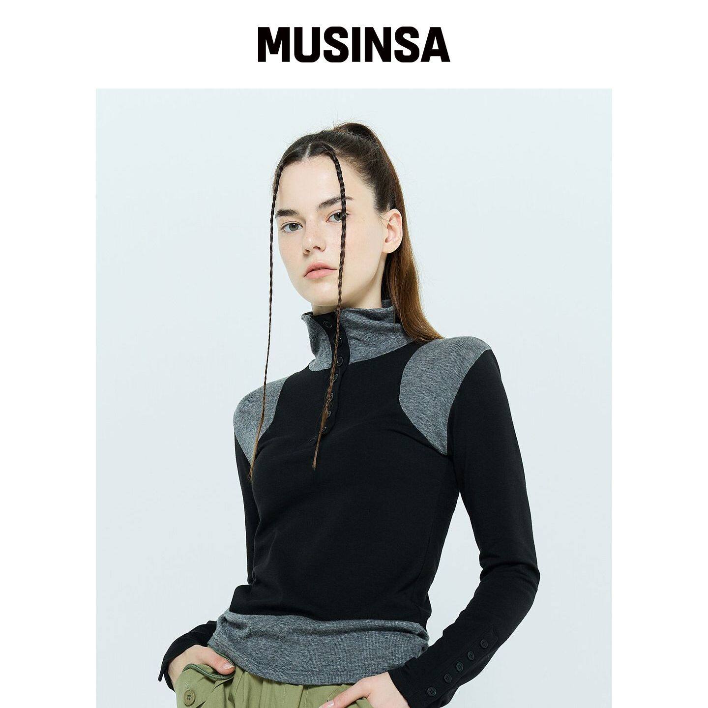 LARTIGENT L6 按扣T恤(黑色) MUSINSA韩国直邮官方正品