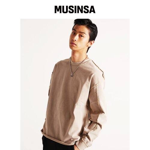 RESPECT 反向缝合染色长袖衫（婴儿色） MUSINSA韩国官网直邮进口