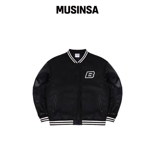 BORN TO WIN VARSITY QUILTING JACKET [黑色]韩国官网直邮进口