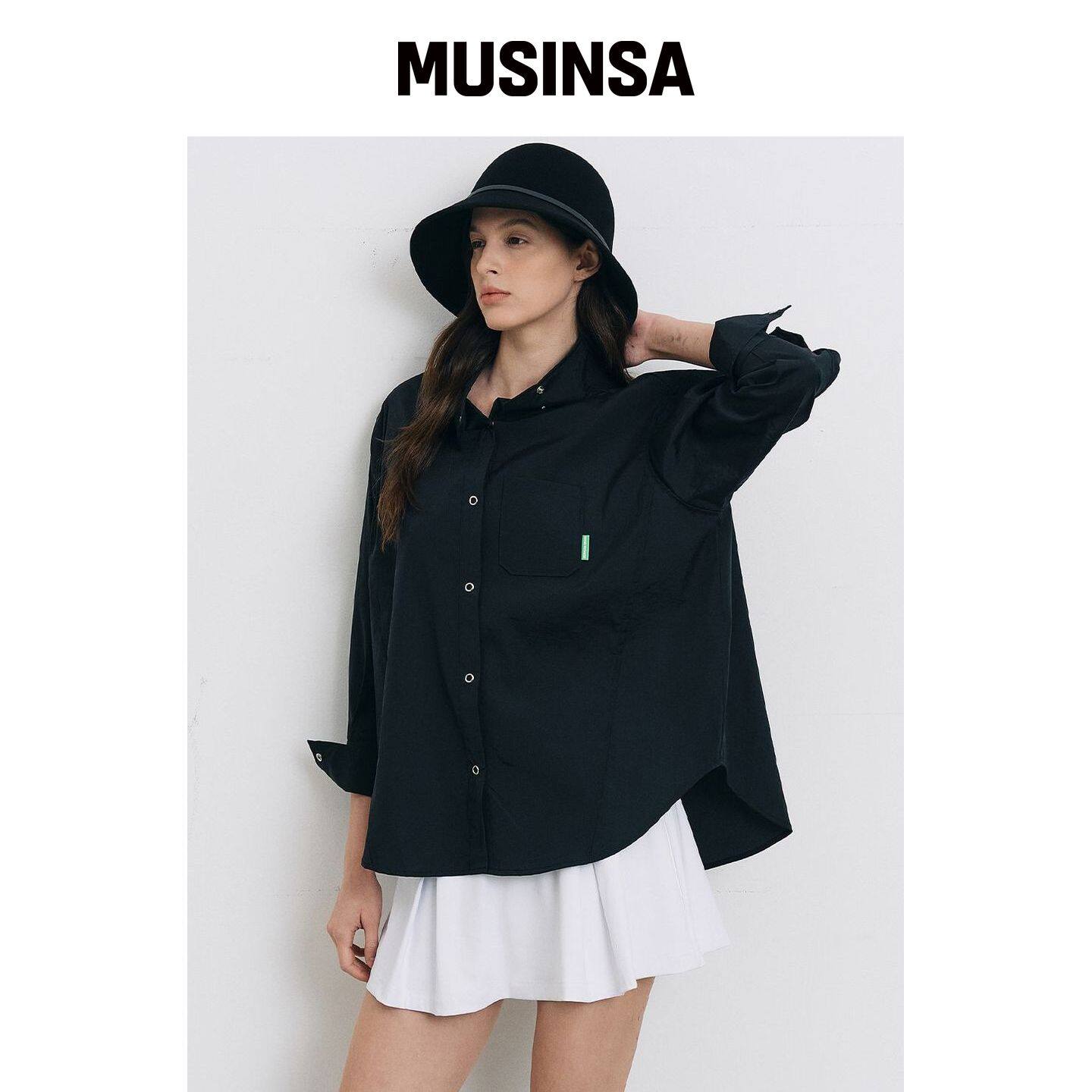 BERMUDAGRASS 高领后开衩防风衬衫-黑色 MUSINSA韩国官网直邮进口