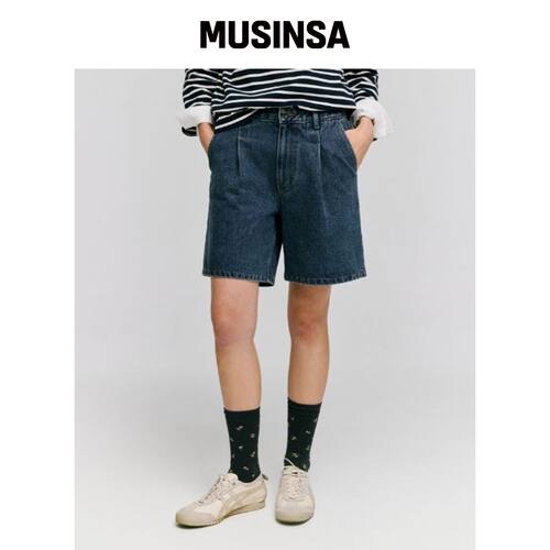 DEPOUND 颜色半包牛仔短裤 [中蓝色] MUSINSA韩国官网直邮进口