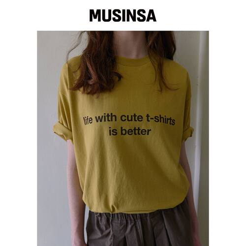 NOCONTENT 155. TUDE T恤 _ 芥末色 MUSINSA韩国官网直邮进口
