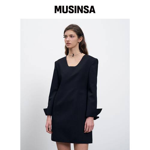 RENEJ U Neck Mini Dress韩国官网直邮进口MUSINSA