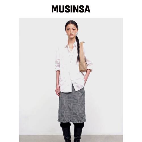 INNEQ TAERI 燕麦色字母印花托特包 MUSINSA韩国官网直邮进口