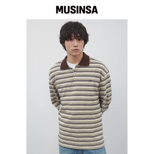 KIJUN MEN 新鲜边框鹿子布POLO衫 棕色韩国官网直邮进口MUSINSA