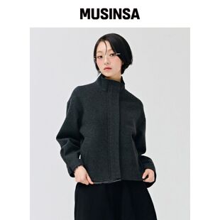 CHASECULT 女性羊毛感高领半大衣-炭灰色 MUSINS韩国官网直邮进口