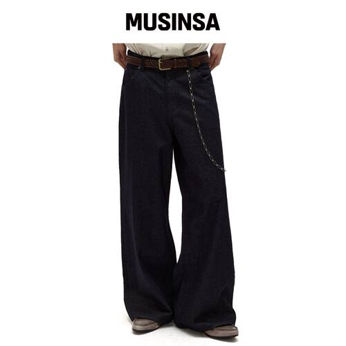 LMOOD 바넬宽松牛仔裤深靛蓝 MUSINSA韩国官网直邮进口