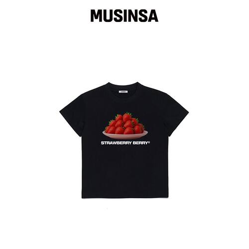 COSO (w)草莓短款T恤 (黑色)韩国官网直邮进口MUSINSA