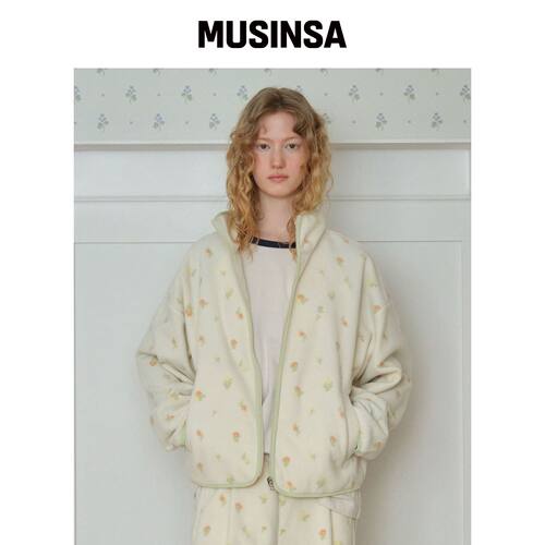 TTUDEMENT ROSE FLEECE JACKET - 象牙色韩国官网直邮进口MUSINSA