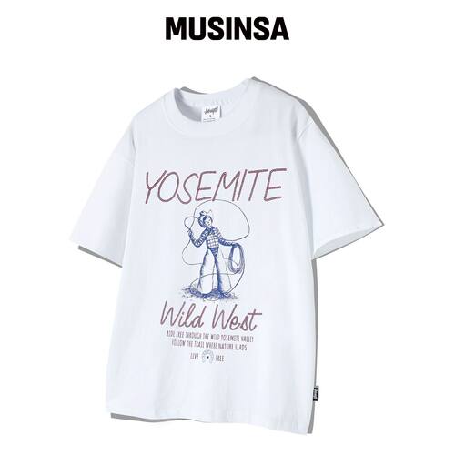 YOSEMITE WILD WEST 半高领T恤 白色 YT-3Y19韩国官网直邮进口