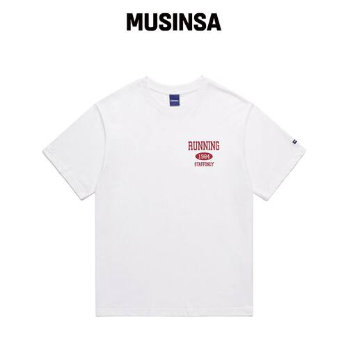 STAFFONLY RUNING SMALL LOGO TEE (白红色) MUS韩国官网直邮进口
