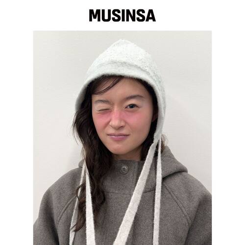 TYPESERVICE 毛茸茸亮片带帽子 [浅灰色] MUSINS韩国官网直邮进口