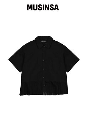 GRAIN DE BEAUTE PICO 百褶衬衫 [黑色] MUSINSA韩国官网直邮进口