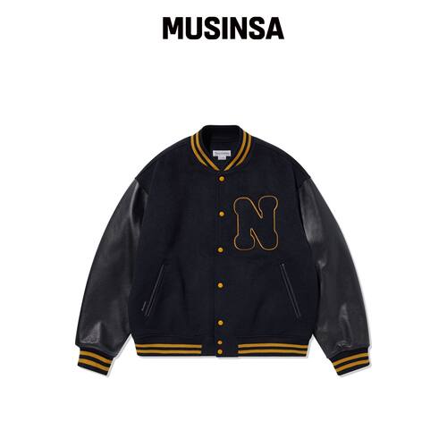 NAMERCLOTHING N BOUCLE VARSITY JACKET NAVY韩国官网直邮进口