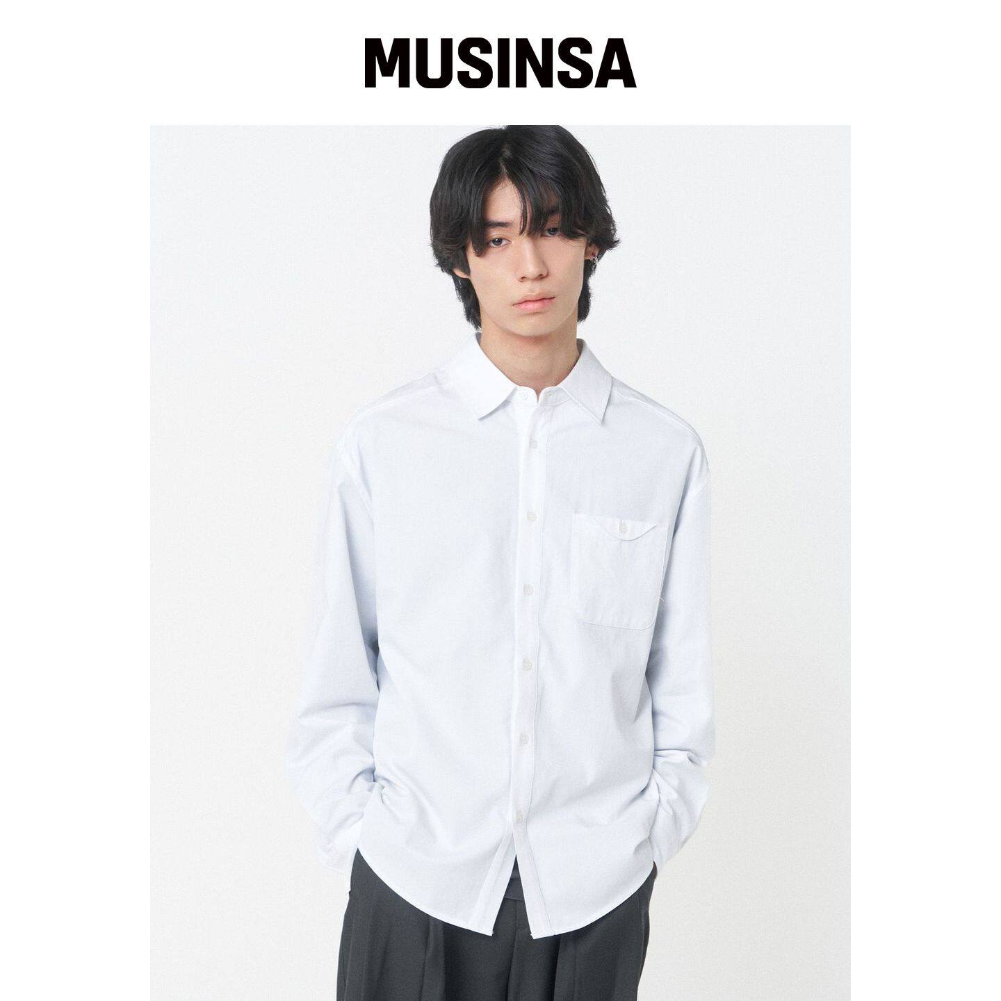 MISEKISEOUL MEN 口袋纽扣拼接衬衫白色 MUSINSA韩国官网直邮进口