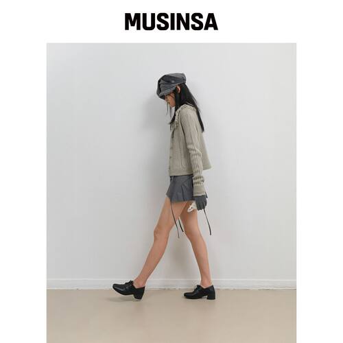 OJOS 流苏领针织开衫 / 灰色 MUSINSA韩国官网直邮进口