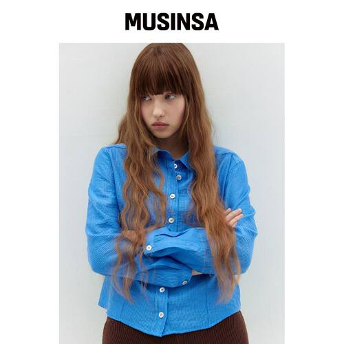 EXPIRED GIRL 马里斯条纹衬衫 蓝色 MUSINSA韩国官网直邮进口