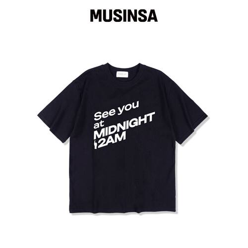 MIDNIGHT12AM 씨유앳 短袖T恤 深蓝色韩国官网直邮进口MUSINSA