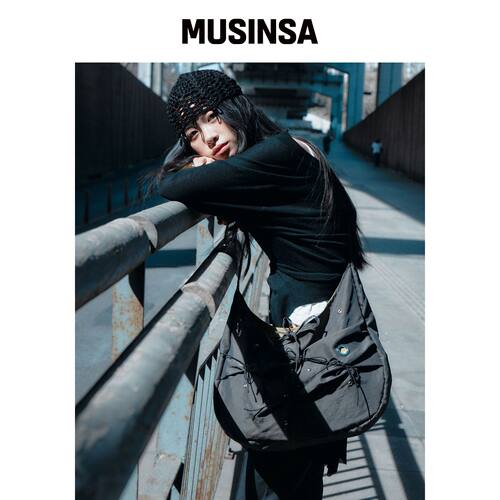 YEOMIM [×MISEKI SEOUL] messy bag (卡其条纹)韩国官网直邮进口