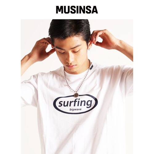 RESPECT 冲浪半高领T恤（白色） MUSINSA韩国官网直邮进口