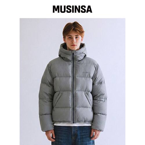 QT8 GARMENTS RG鸭绒重型连帽夹克（灰蓝色） MU韩国官网直邮进口