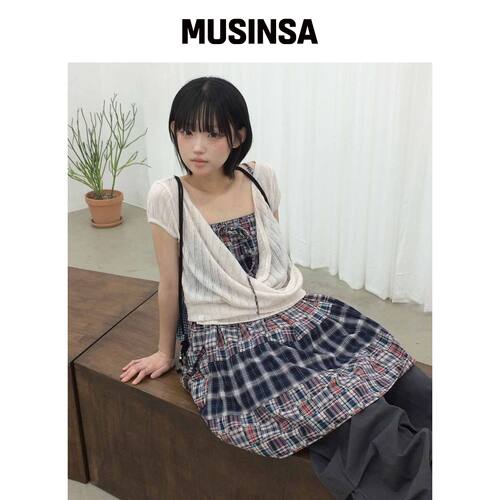 TUOMIO 2-WAY PATCHWORK SKIRT [NAVY]韩国官网直邮进口