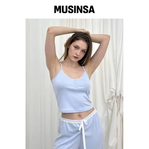 MOIFAIRE BUTTON LACE 无袖衫 / 天蓝色 MUSINSA韩国官网直邮进口
