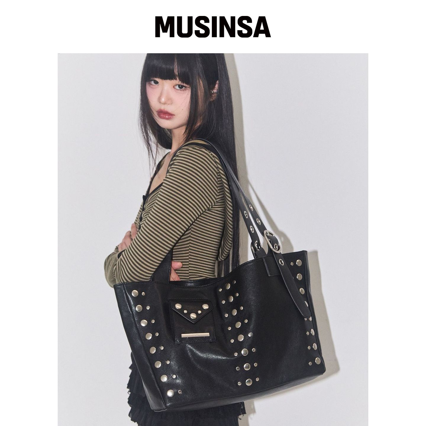 ILLIGO 翻盖口袋大包 黑色 MUSINSA韩国直邮官方正品图片