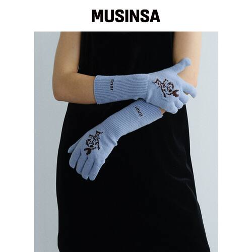 EN OR 花卉提花手套 - 浅蓝色 MUSINSA韩国官网直邮进口