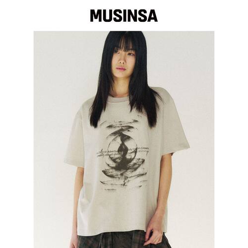 SLOW ACID 沙丘波纹短袖T恤 [沙色] MUSINSA韩国官网直邮进口