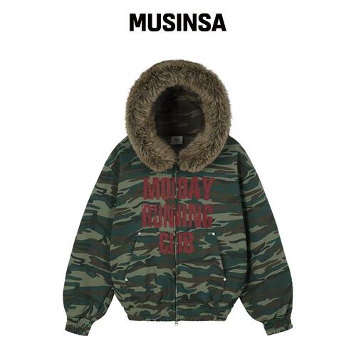 VENHIT MRC CAMO 毛绒连帽拉链衫绿色 MUSINSA韩国官网直邮进口