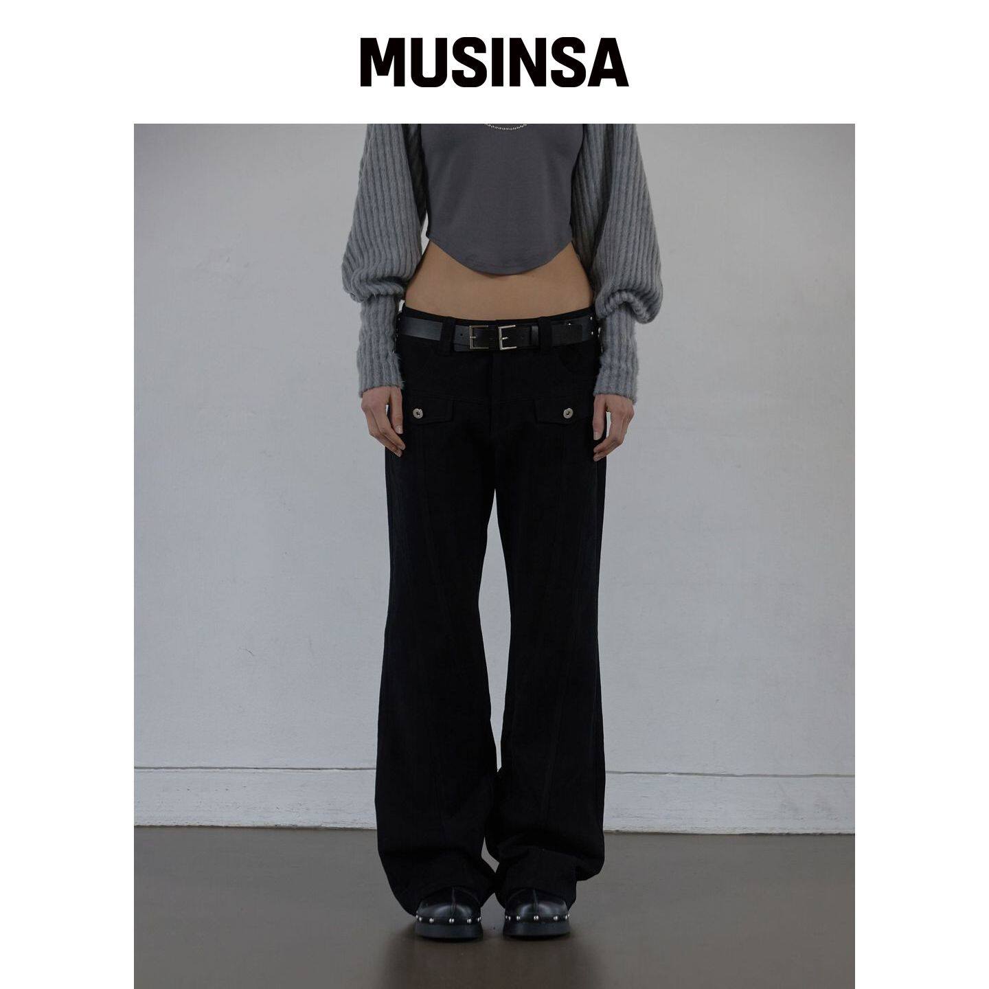 SETUP-EXE LINE BOOTCUT PANTS / 黑色 MUSINSA韩国官网直邮进口