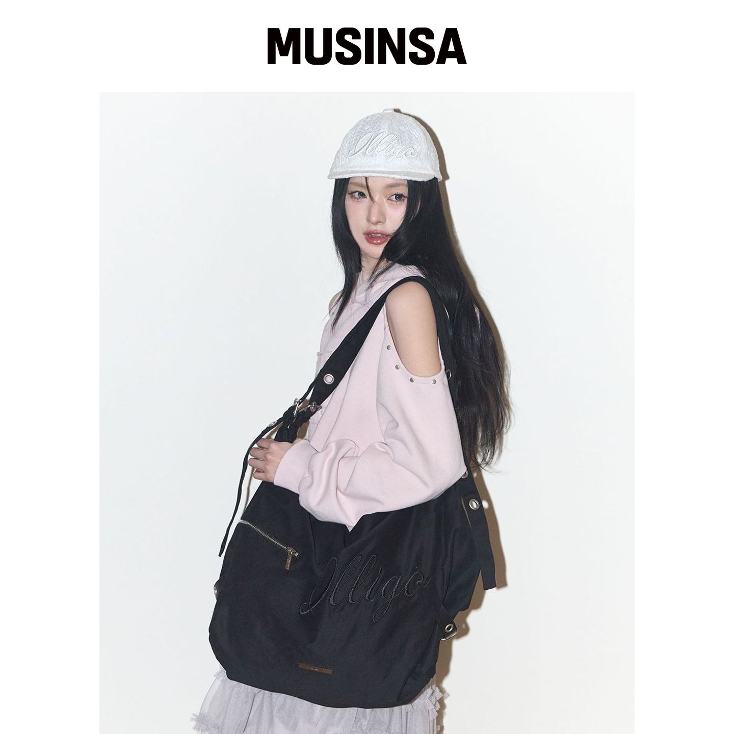 ILLIGO 字母大肩背包 黑色 MUSINSA韩国直邮官方正品图片