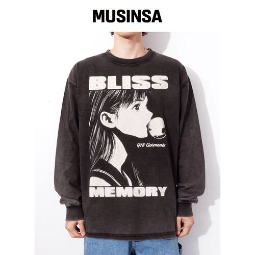 QT8 GARMENTS RG Bliss 水洗长袖衫（黑色） MUS韩国官网直邮进口
