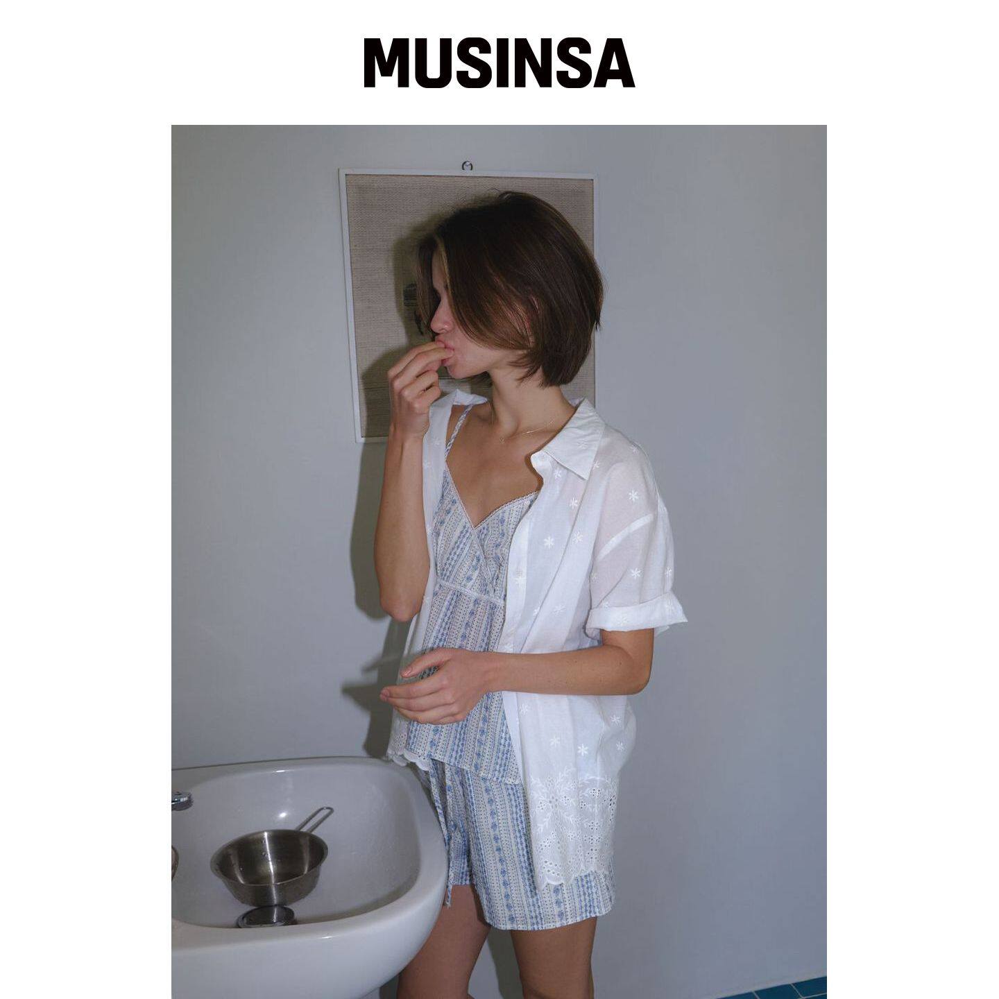 RE L [3rd] 蕾丝半袖衬衫（白色） MUSINSA韩国官网直邮进口
