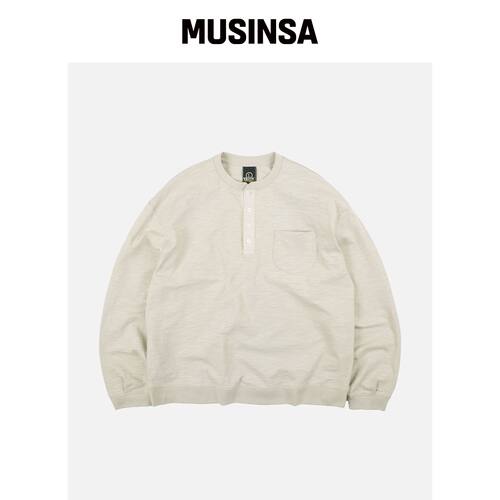 FRIZMWORKS SLUB HENLEY NECK 长袖 T恤 _ 卡其韩国官网直邮进口