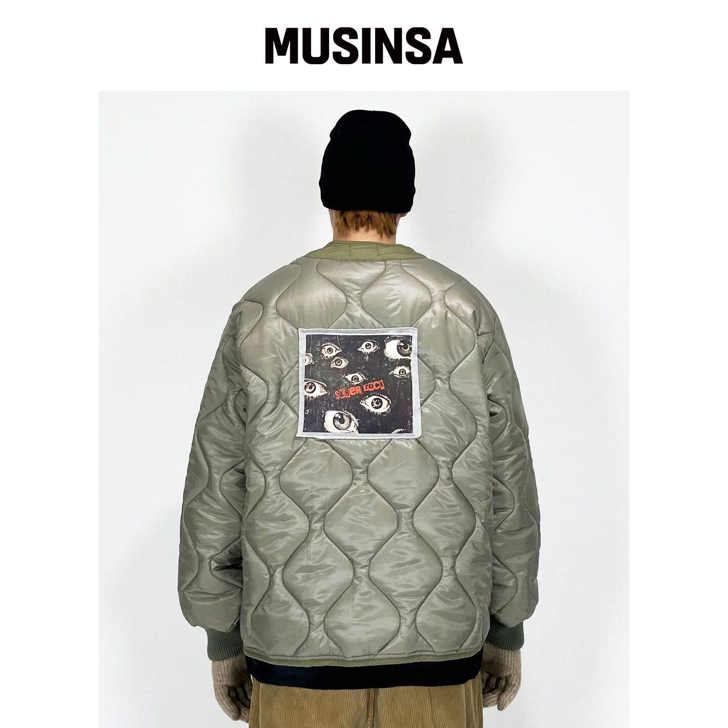 SK8ER ROCK Eyes Quilting Jacket ((卡其色)) M韩国官网直邮进口